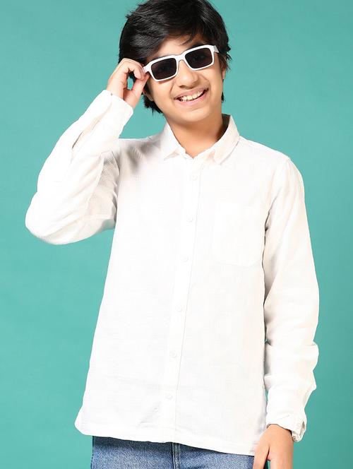 boys solid collared long sleeve shirt - 21715488 - Very Small Image - 1