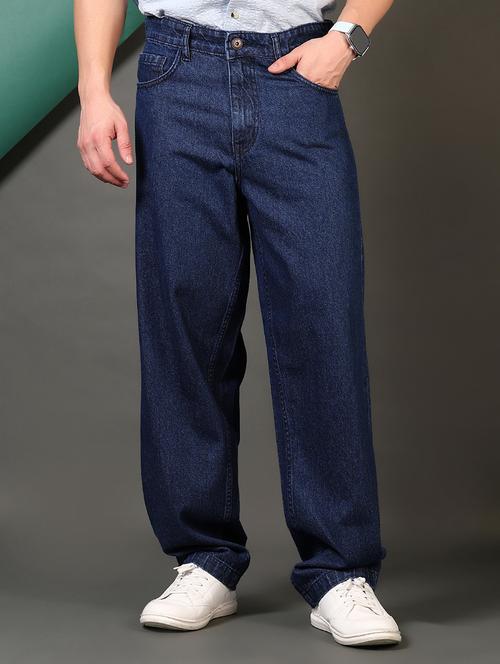 Men Solid Mid Rise Baggy Jean - 21715511 - Very Small Image - 1