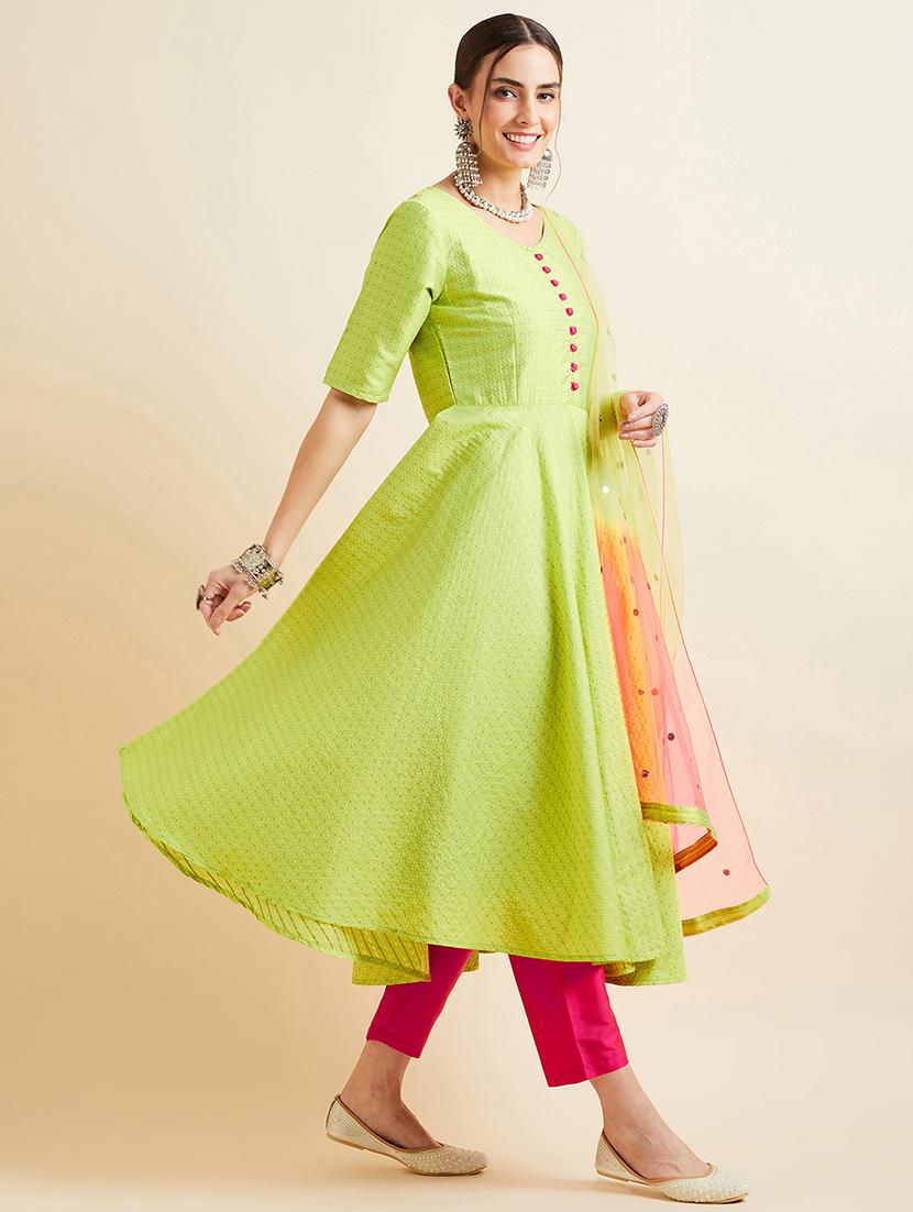 women three quarter sleeve kurta pant with dupatta set - 21716027 - Zoom Image - 1