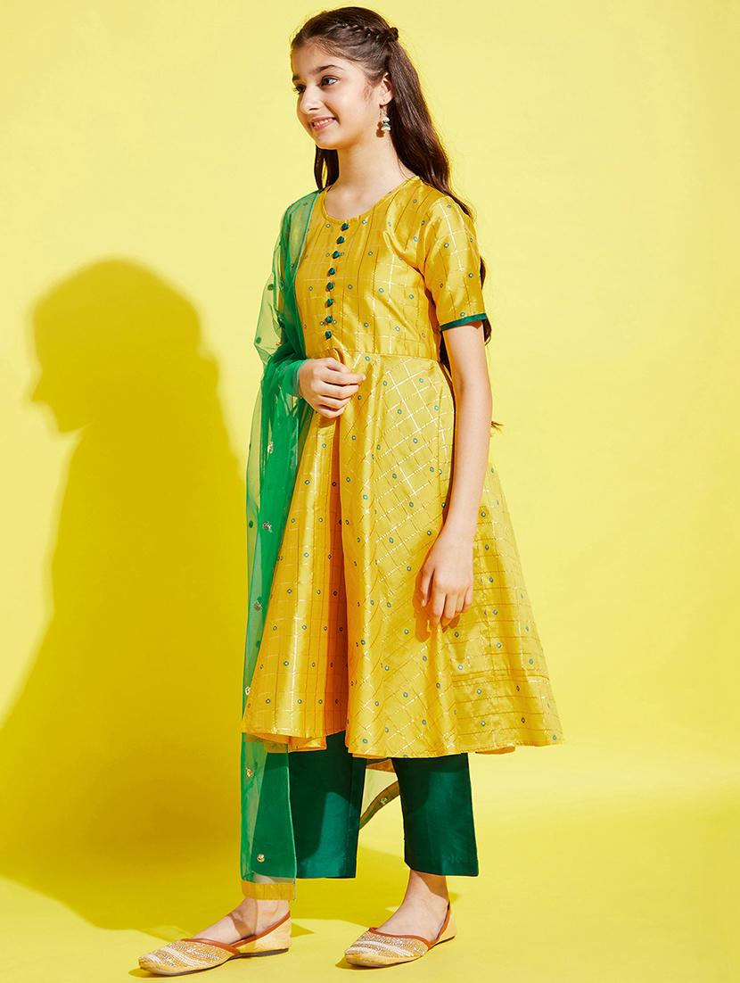 girld self design kurta palazzo suit set - 21716072 - Standard Image - 1
