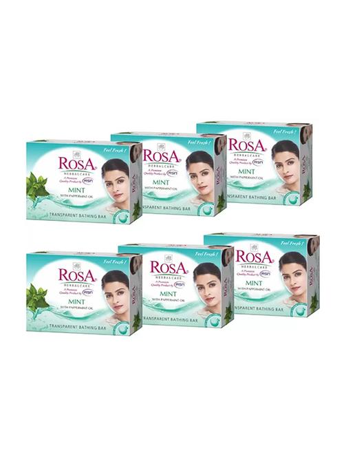 rosa transparent mint gel soap with pappermint and peach & olive gel soap i skin conditioners i bathing bar i pack 6 *100g each - 21716386 - Very Small Image - 1
