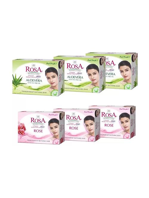 rosa transparent rose & aloevera gel soap i skin conditioners for moisturized skin i glyecrin bathing bar i pack 6 *100g each - 21716418 - Very Small Image - 1