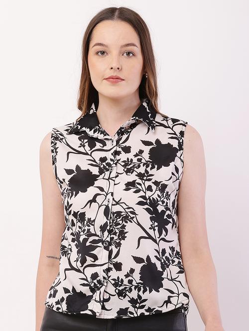 women printed collared sleeveless regular shirt - 21716593 - Very Small Image - 1