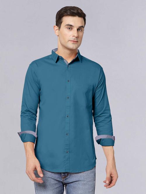 men long sleeves solid casual shirt - 21716605 - Very Small Image - 1