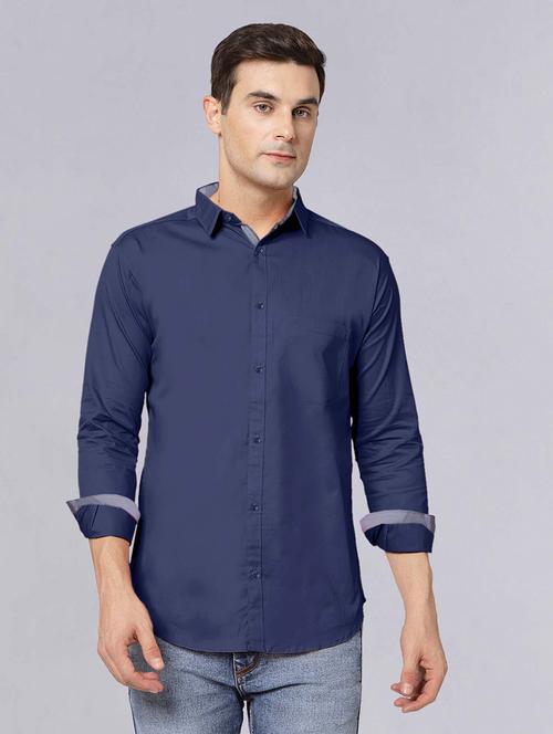 men long sleeves solid casual shirt - 21716609 - Very Small Image - 1