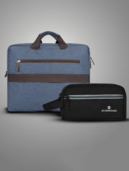 men solid adjustable strap laptopbag with pouch - 21716819 - Very Small Image - 1