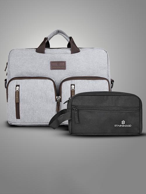 men solid adjustable strap laptopbag with pouch - 21716821 - Very Small Image - 1