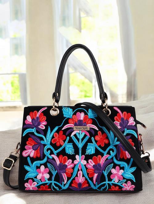 women embroidered stylish handbag with detachable strap - 21717138 - Very Small Image - 1