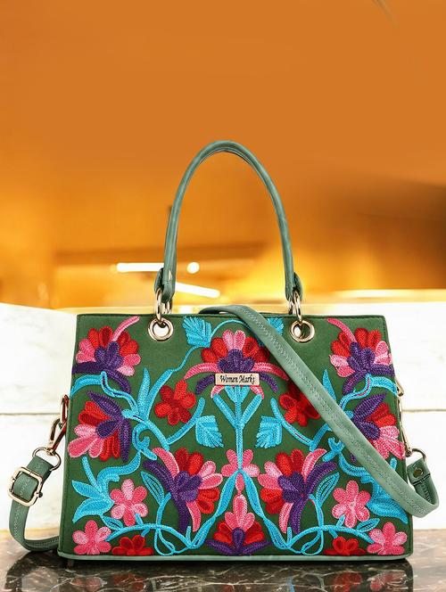 women embroidered stylish handbag with detachable strap - 21717139 - Very Small Image - 1
