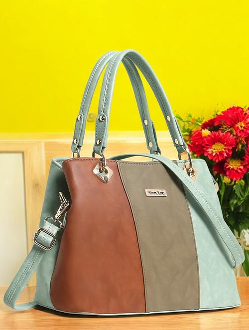 women color block handbag with detachable strap - 21717166 - Very Small Image - 1