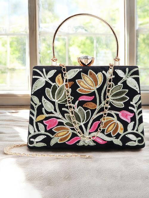 women embroidered clutch with detachable strap - 21717200 - Very Small Image - 1