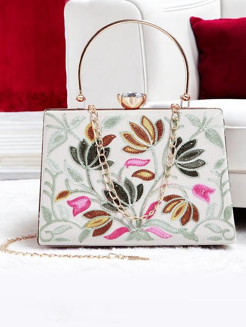 women embroidered clutch with detachable strap - 21717201 - Very Small Image - 1
