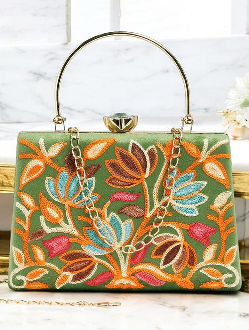 women embroidered clutch with detachable strap - 21717203 - Very Small Image - 1