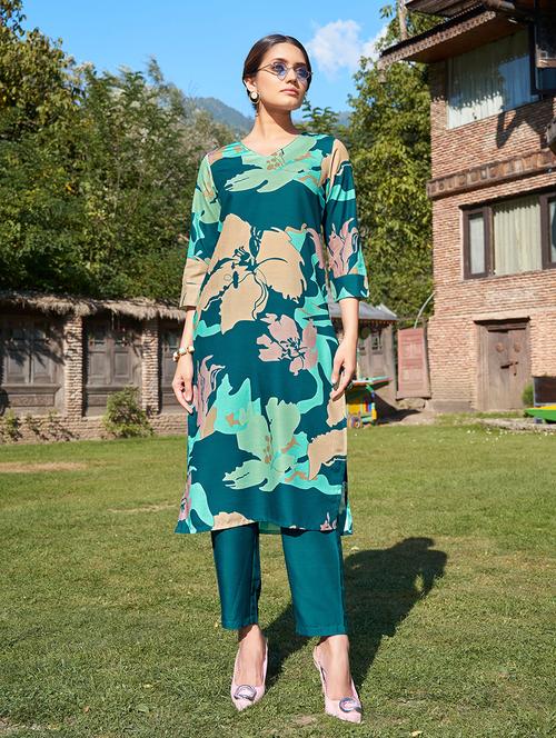 women printed kurta and pant set - 21717285 - Very Small Image - 1