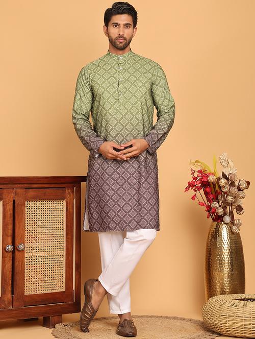 men mandarin neck kurta pyjama ethnic wear set - 21717308 - Very Small Image - 1