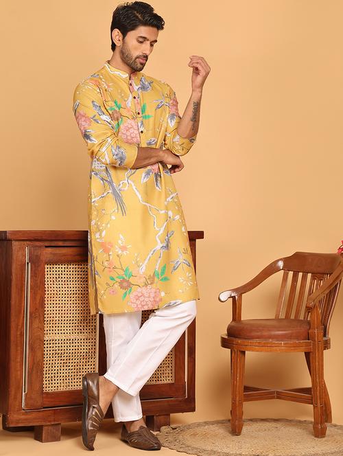 men mandarin neck kurta pyjama ethnic wear set - 21717310 - Very Small Image - 1