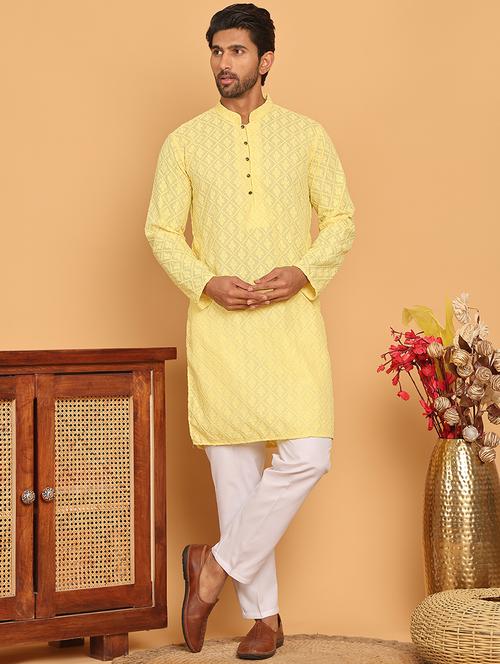 men embroidered kurta pyjama ethnic wear set - 21717312 - Very Small Image - 1