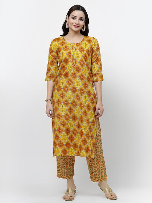 women printed three quarter sleeve kurta pant set - 21717786 - Very Small Image - 1