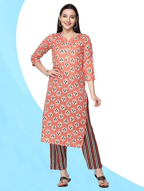 women printed three quarter sleeve straight kurta - 21717794 - Very Small Image - 1