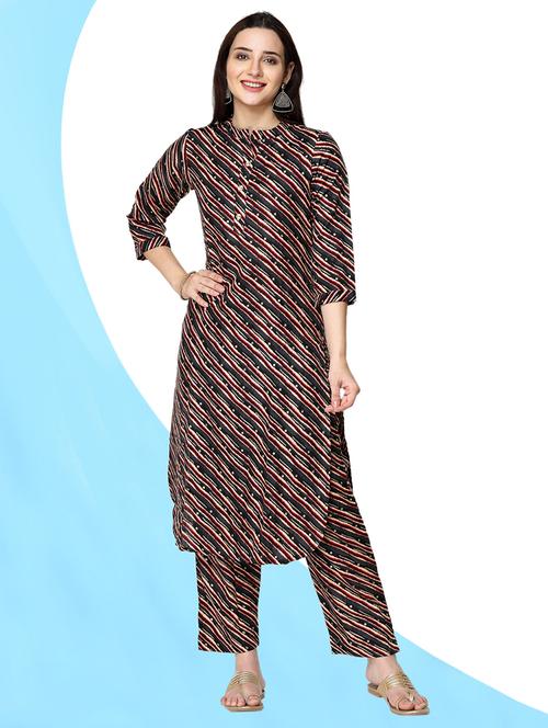 women leheriya printed three quarter sleeves straight kurta - 21717795 - Very Small Image - 1