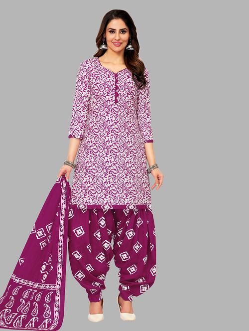 women printed 3-piece unstitched dress material  - 21717831 - Very Small Image - 1