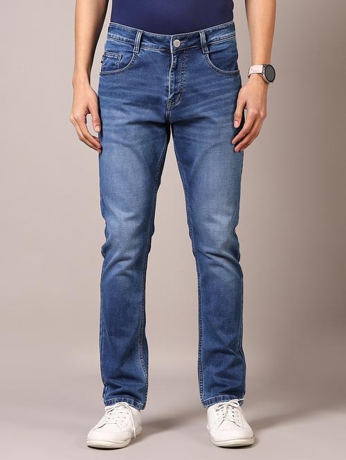 men washed mid rise jeans - 21718018 - Very Small Image - 1