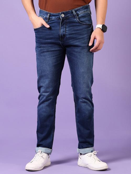 men washed mid rise jeans - 21718057 - Very Small Image - 1