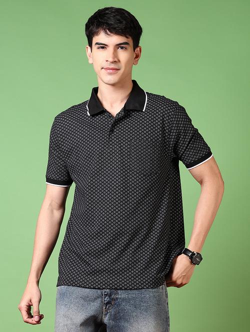 men printed short sleeve polo t-shirt - 21718127 - Very Small Image - 1