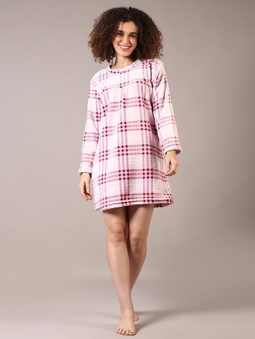women checkered long sleeves winter wear sleepshirt - 21718194 - Very Small Image - 1