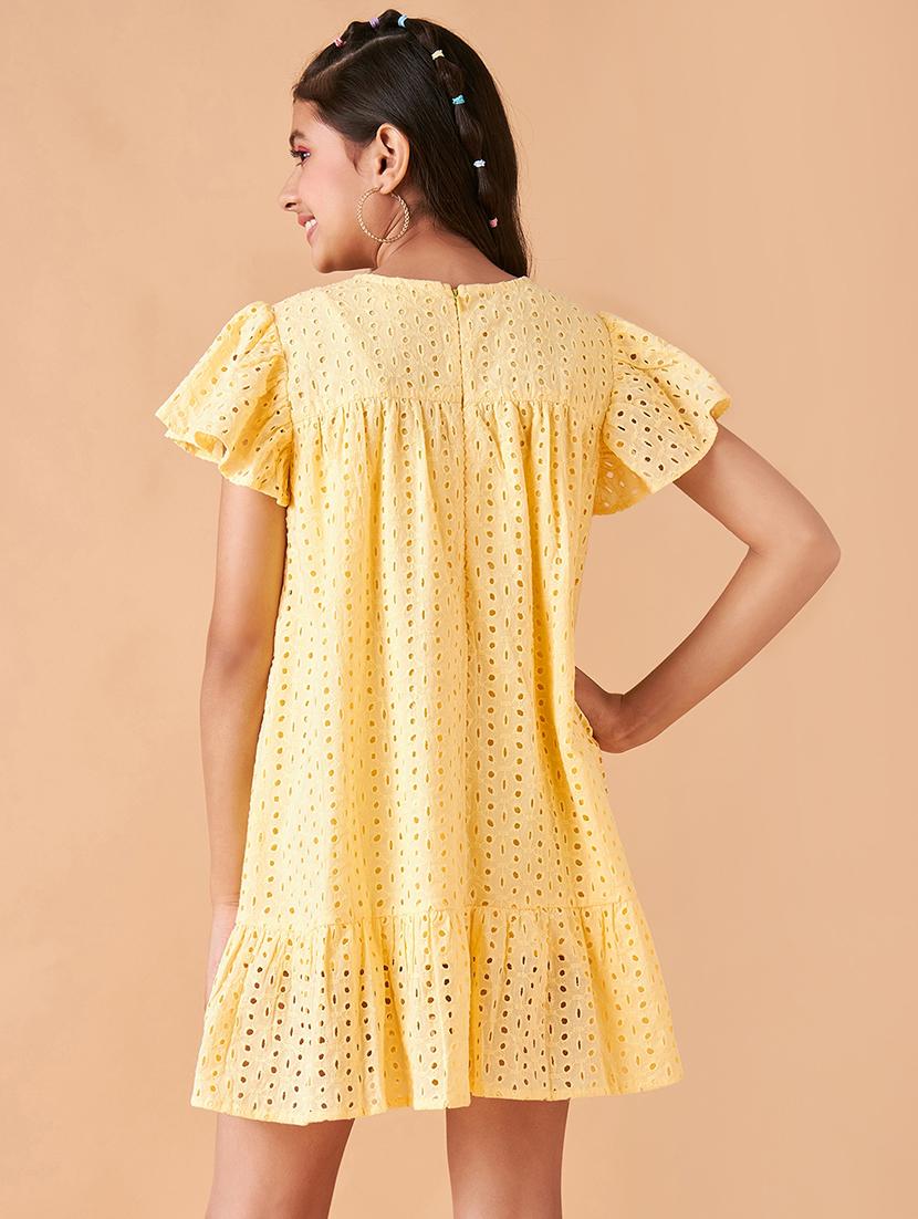 girls solid flute sleeves tiered dress - 21718554 - Standard Image - 3