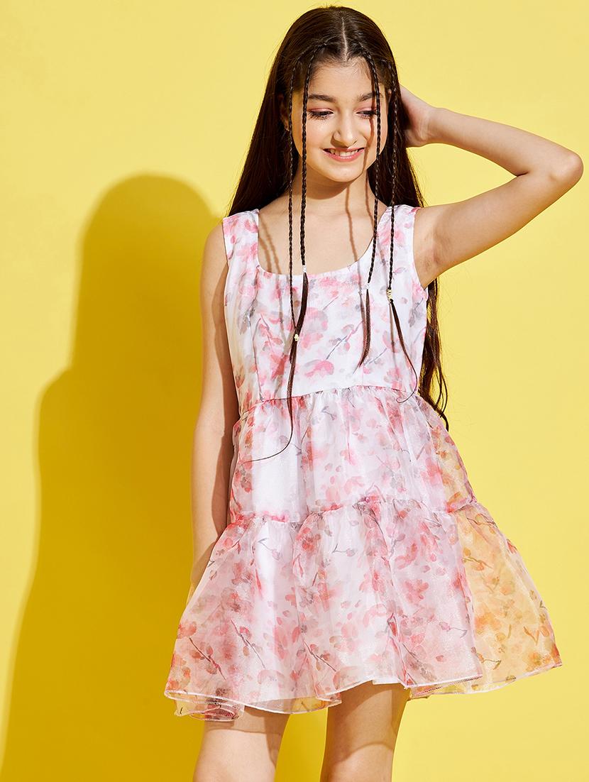girls floral printed sleeveless tiered dress - 21718621 - Zoom Image - 1