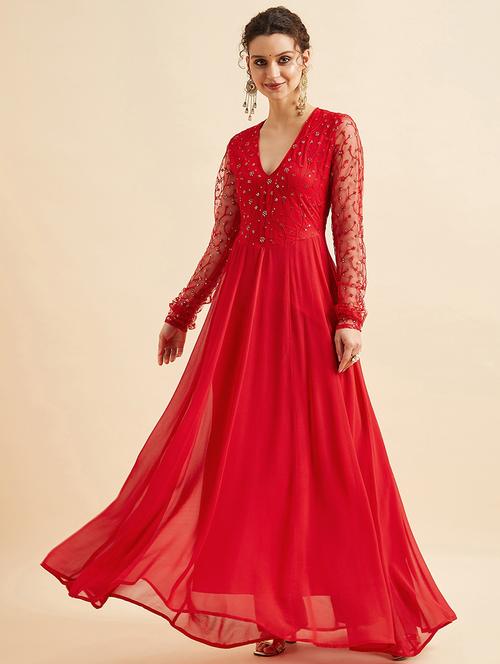 women embroidered long sleeves backless dress - 21718710 - Very Small Image - 1