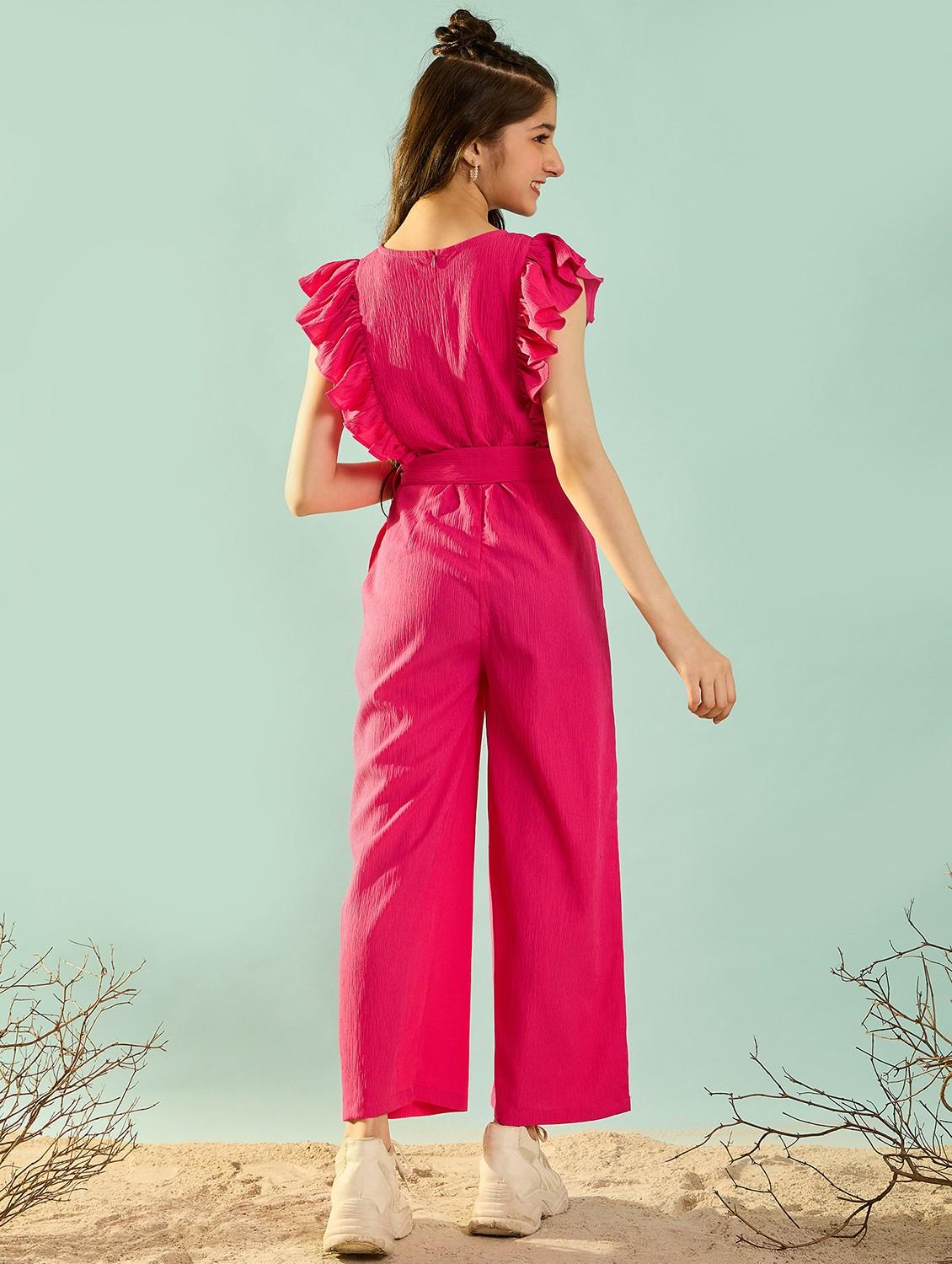 girls solid full length jumpsuit - 21718793 - Zoom Image - 2