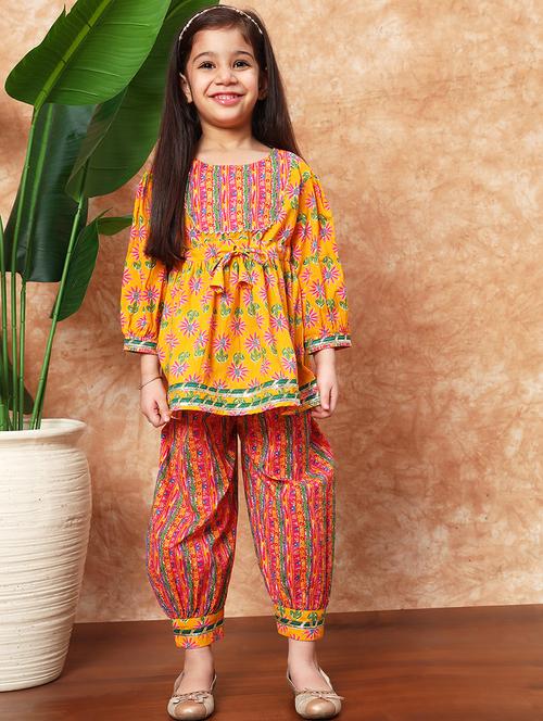 girls printed cotton kurta salwar set  - 21719871 - Very Small Image - 1