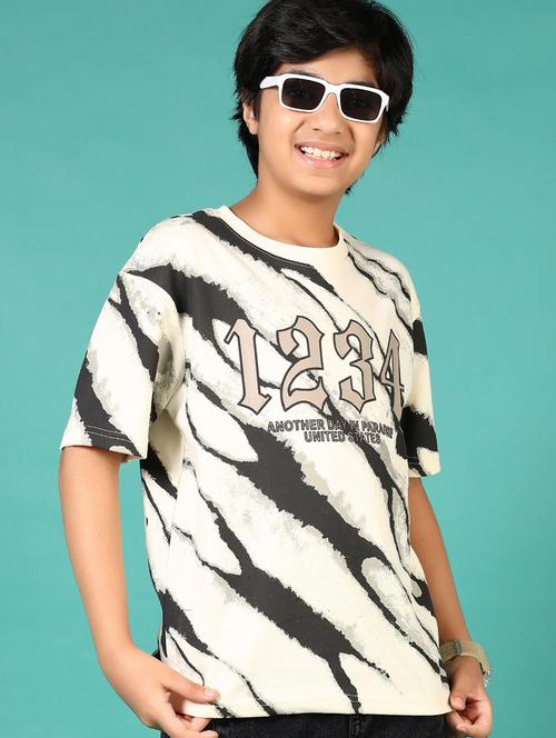 boys cream printed short sleeve t-shirt - 21720002 - Very Small Image - 1