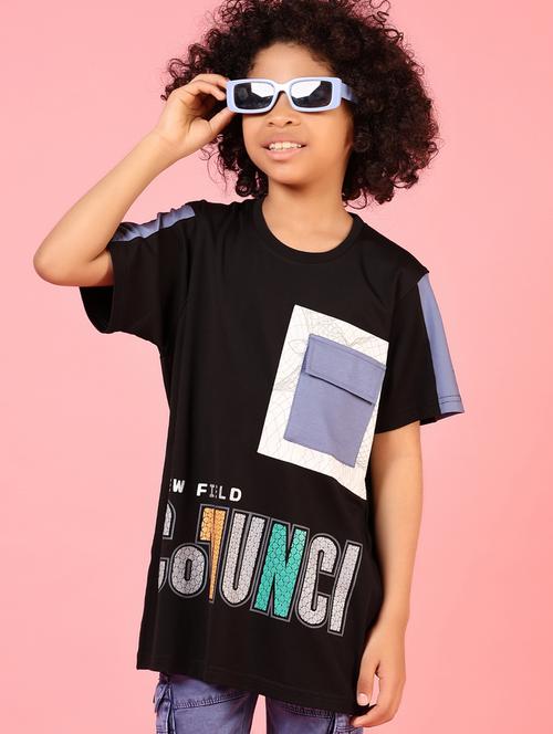 boys front printed short sleeves t-shirt - 21720003 - Very Small Image - 1