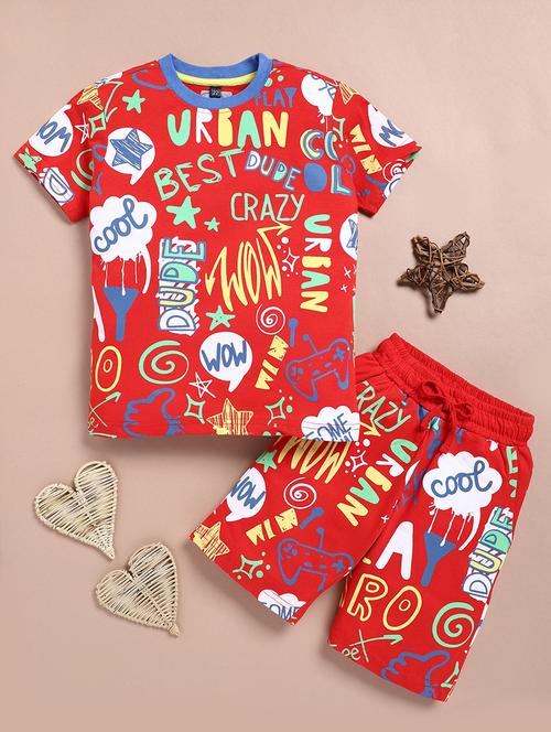 boys printed t-shirt & shorts co-ords set - 21720249 - Very Small Image - 1