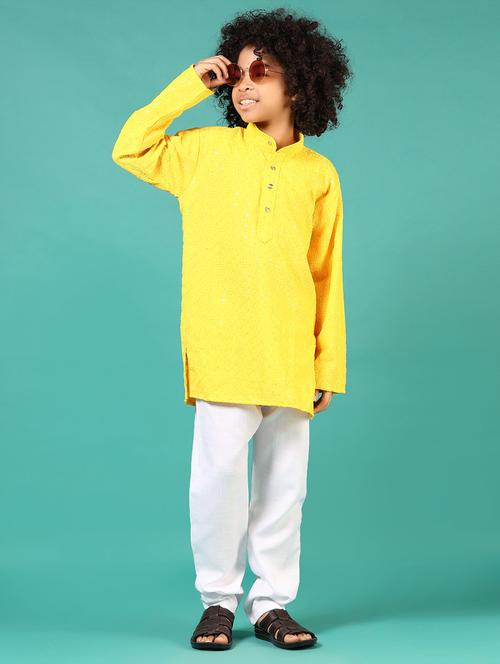 boys embroidered kurta and pyjama set - 21720530 - Very Small Image - 1