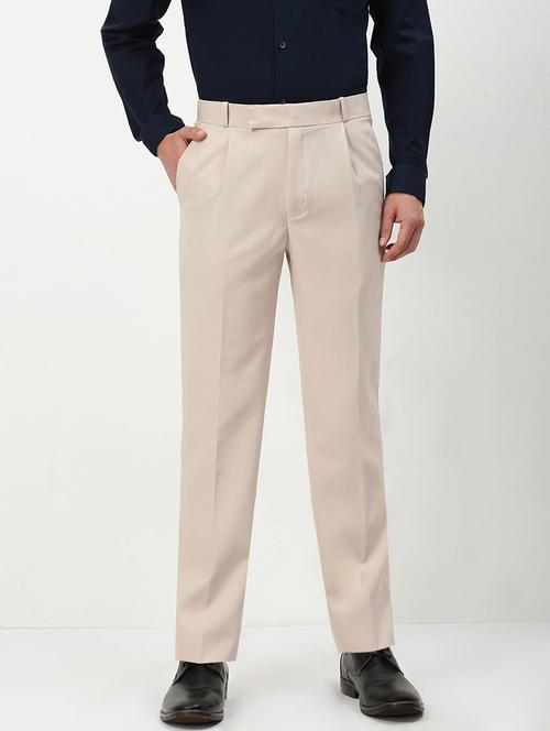 men mid rise solid pleated formal trouser - 21720914 - Very Small Image - 1