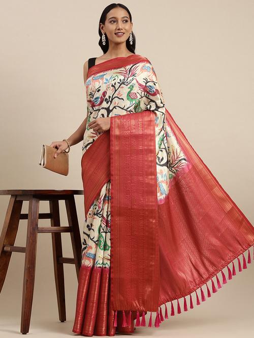 cream silk paithani saree with blouse - 21720952 - Very Small Image - 1