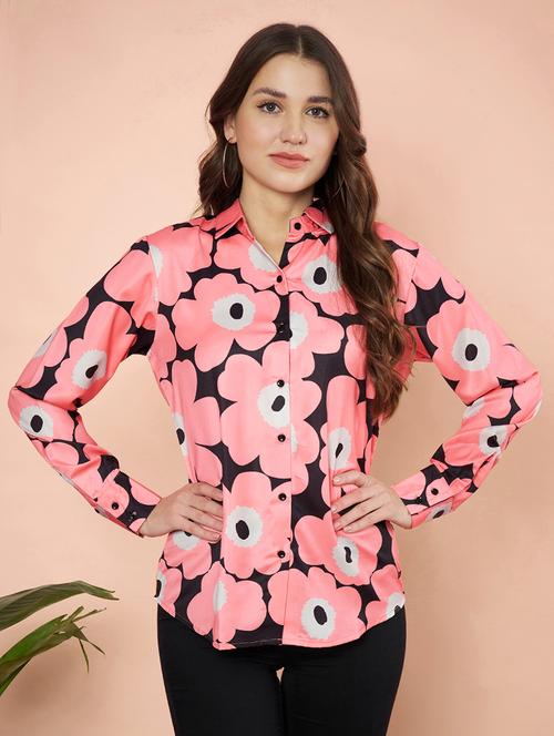 women floral print long sleeves regular shirt - 21720968 - Very Small Image - 1