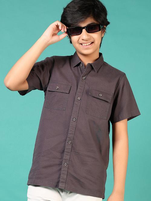 boys solid short sleeve casual shirt - 21721068 - Very Small Image - 1