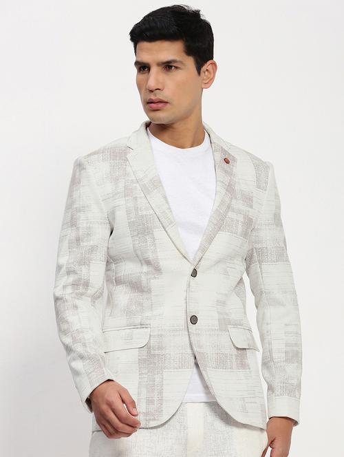 men long sleeves printed single breasted casual blazer - 21721438 - Very Small Image - 1