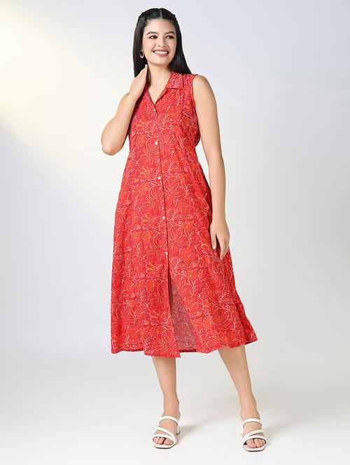 women floral printed sleeveless a-line dress - 21721669 - Very Small Image - 1