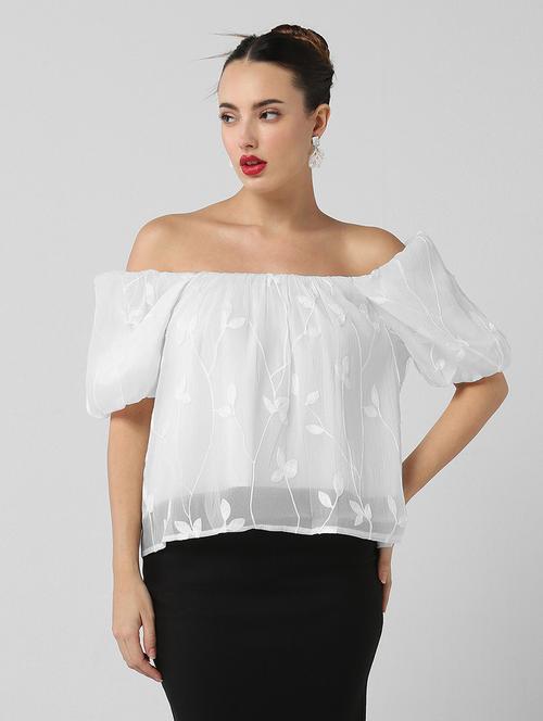 white cotton blend regular top - 21721686 - Very Small Image - 1