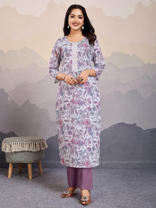 women three quarter sleeve kurta pant set - 21721935 - Very Small Image - 1