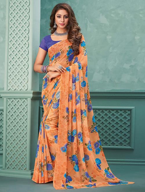 women floral printed saree with blouse - 21721946 - Very Small Image - 1