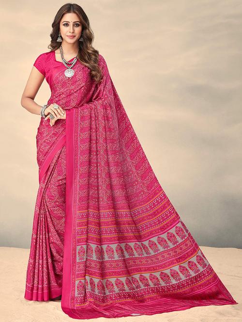 women printed casual wear saree with blouse - 21721949 - Very Small Image - 1