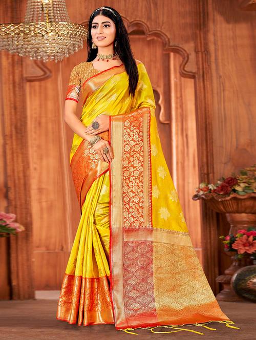 women self design banarasi saree with blouse - 21722141 - Very Small Image - 1