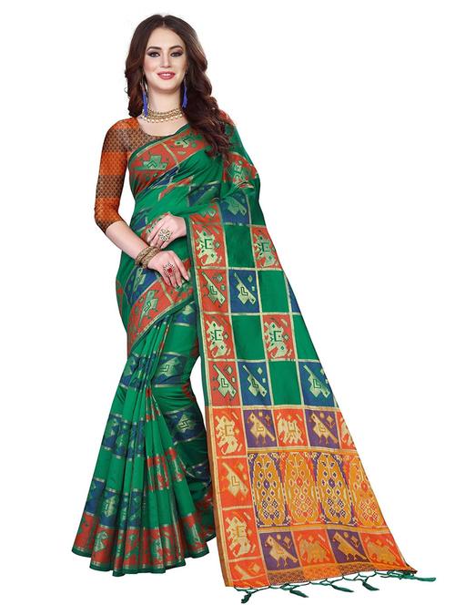 women self design handloom saree with blouse - 21722226 - Very Small Image - 1